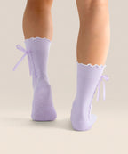[MoveActive] Crew Non Slip Grip Socks - Lavender Bow