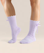 [MoveActive] Crew Non Slip Grip Socks - Lavender Bow