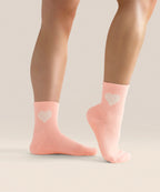 [MoveActive] Crew Non Slip Grip Socks - Strawberry Heart