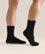 [MoveActive] Crew Non Slip Grip Socks - Black Polka Ruffle