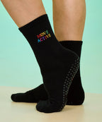 [MoveActive] Crew Non Slip Grip Socks - Signature Rainbow Black