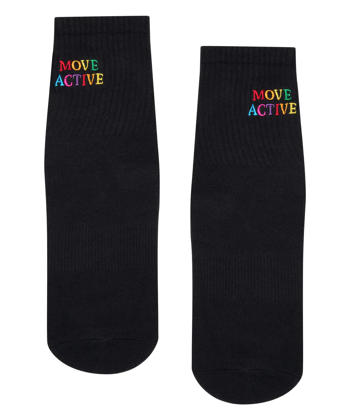 [MoveActive] Crew Non Slip Grip Socks - Signature Rainbow Black