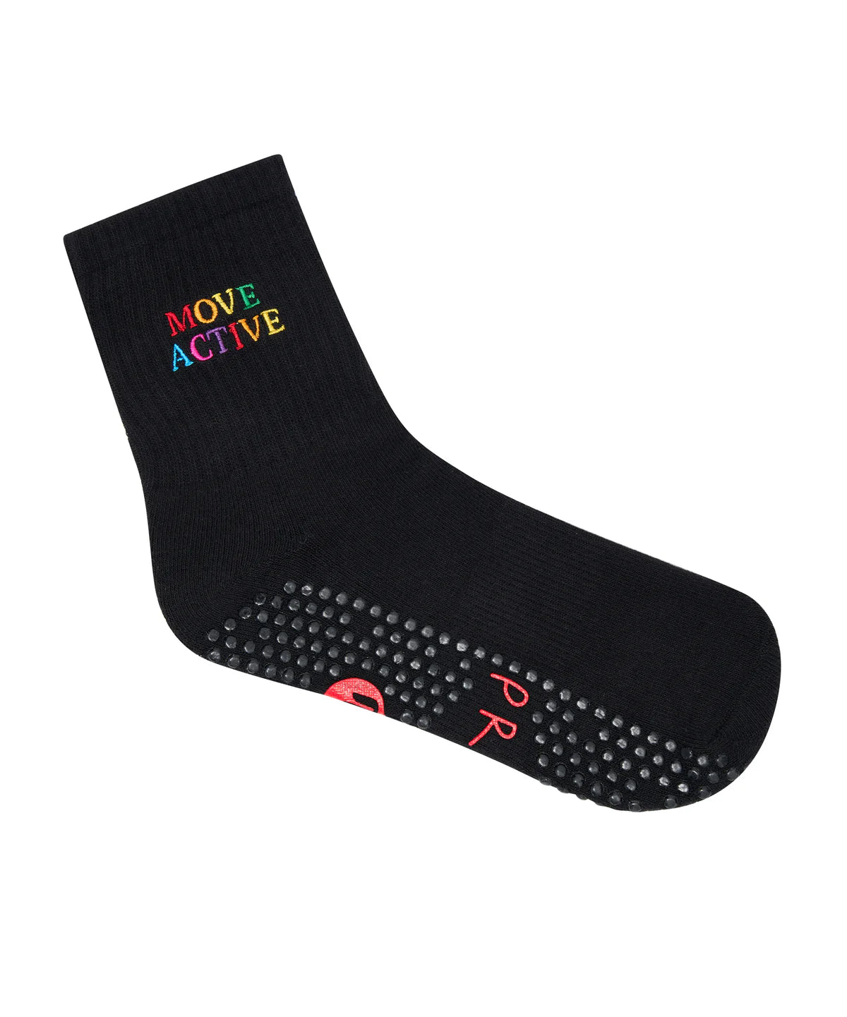 [MoveActive] Crew Non Slip Grip Socks - Signature Rainbow Black