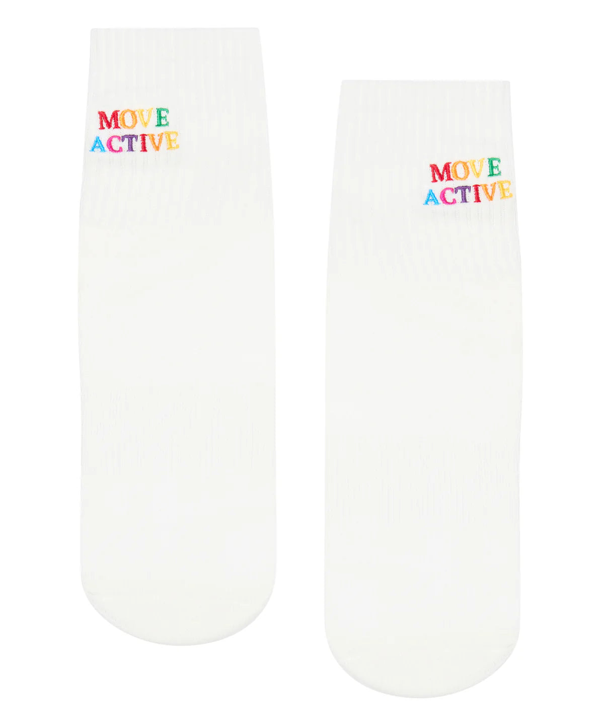 [MoveActive] Crew Non Slip Grip Socks - Signature Rainbow Ivory