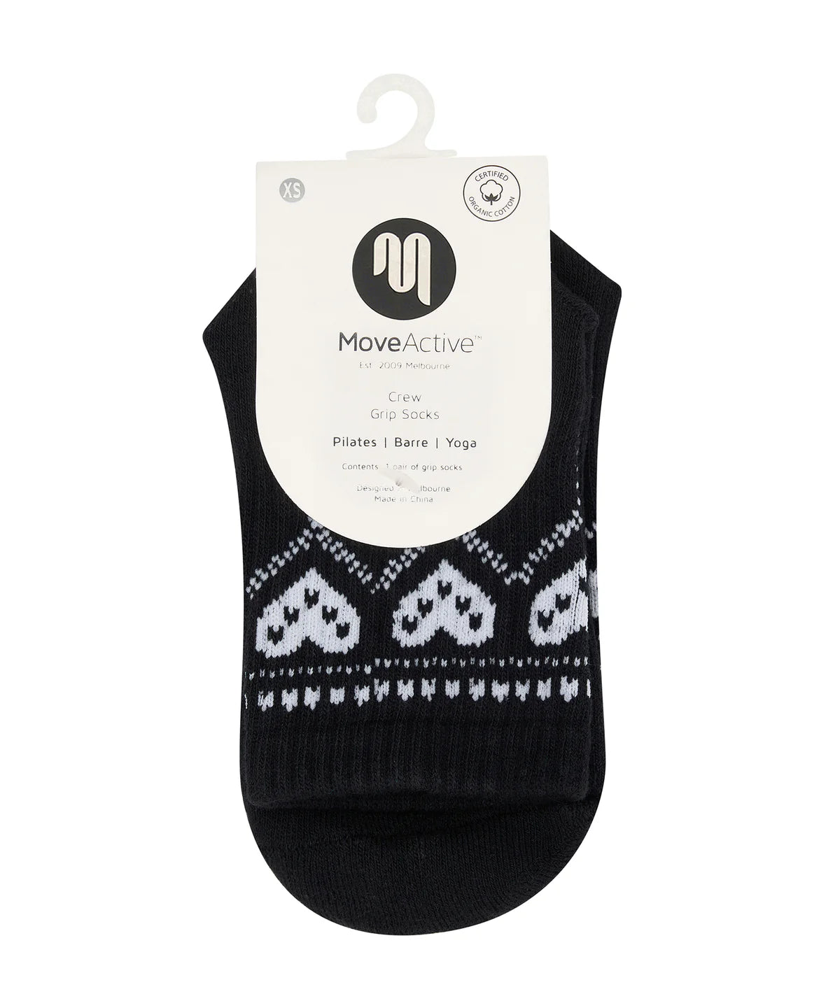 [MoveActive] Crew Non Slip Grip Socks - Alpine Heart Midnight