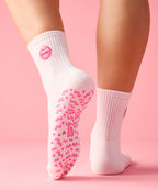 [MoveActive] Crew Non Slip Grip Socks - I Heart Boobs Ivory