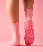 [MoveActive] Crew Non Slip Grip Socks - Power in Pairs Pink