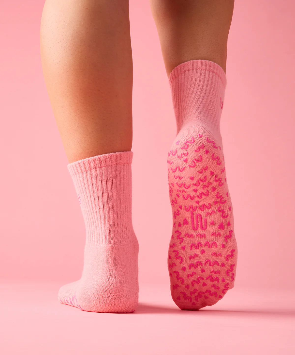 [MoveActive] Crew Non Slip Grip Socks - Power in Pairs Pink