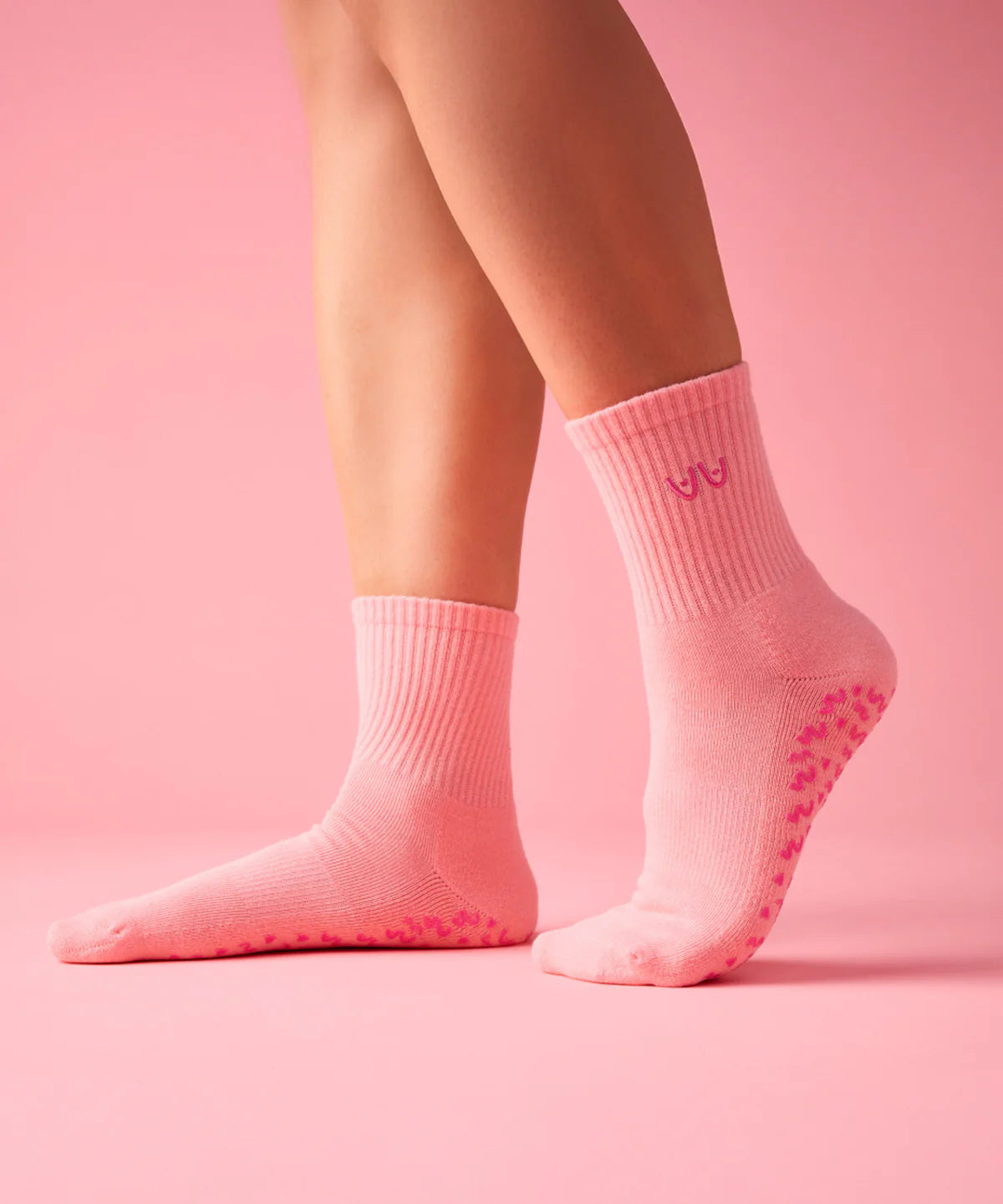 [MoveActive] Crew Non Slip Grip Socks - Power in Pairs Pink