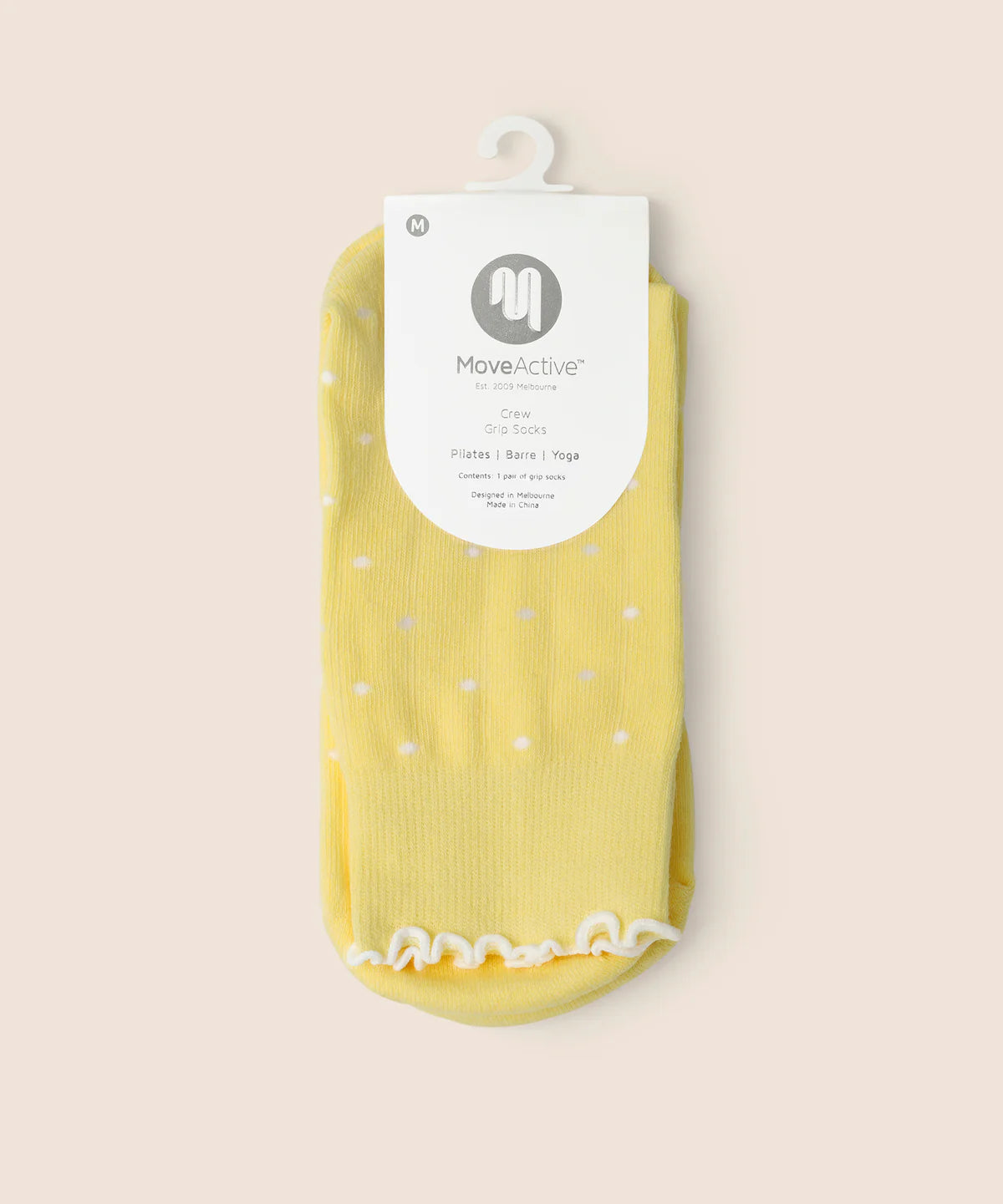 [MoveActive] Crew Non Slip Grip Socks - Buttercream Spots