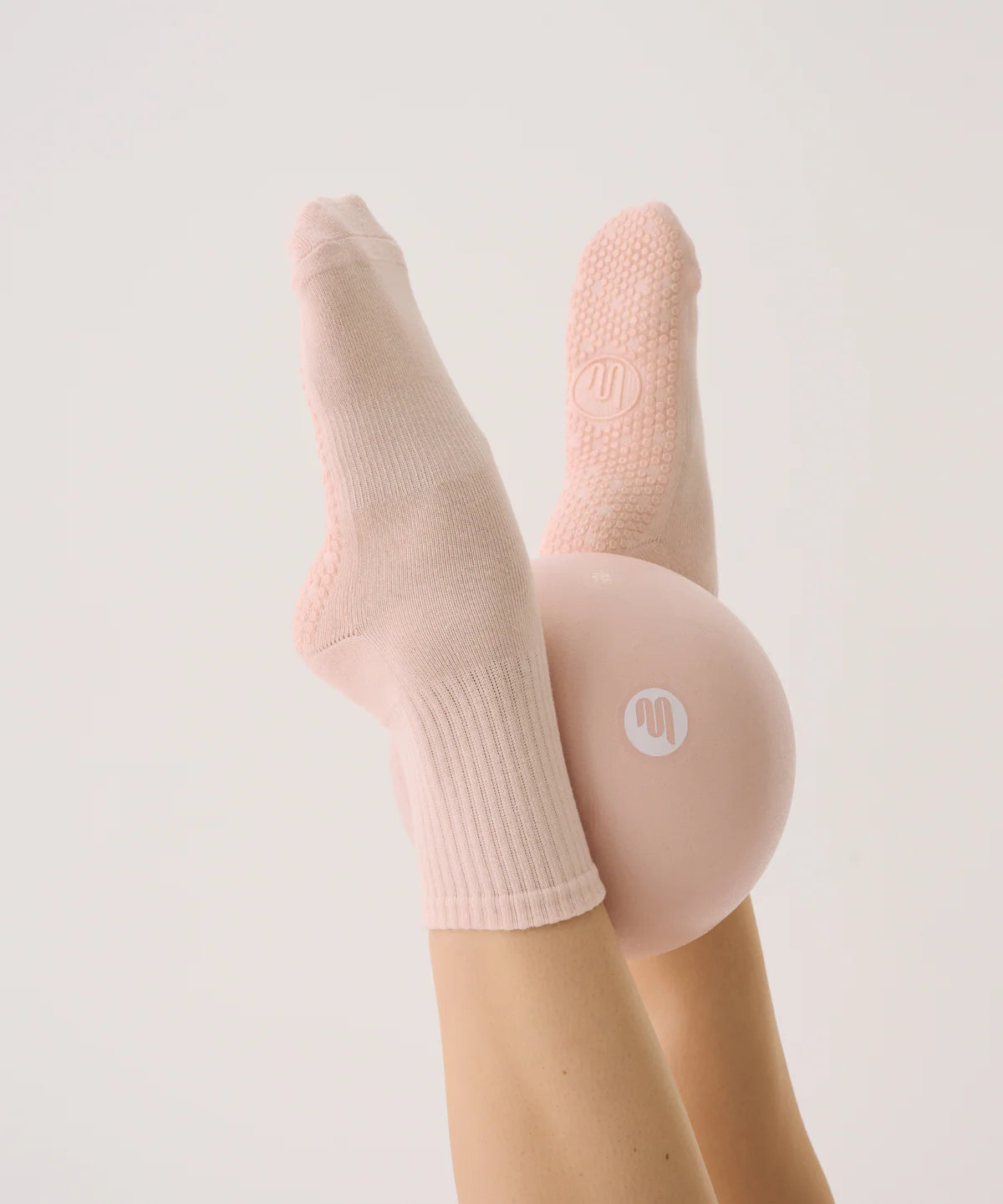 [MoveActive] Crew Non Slip Grip Socks - Soft Pink