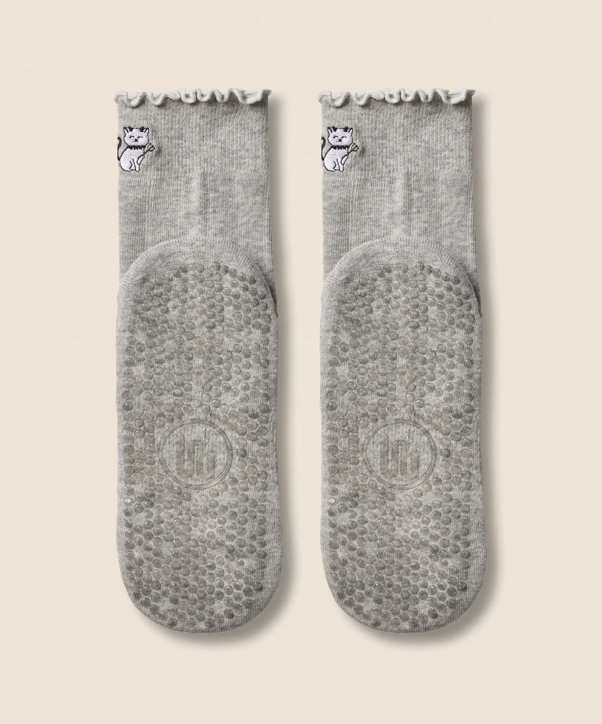 [MoveActive] Crew Non Slip Grip Socks - Boo Kitty Frill