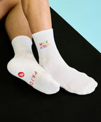[MoveActive] Crew Non Slip Grip Socks - Signature Rainbow Ivory